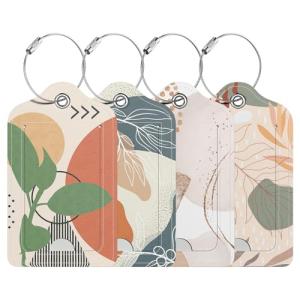 4-Pack PU Leather Luggage Tags, Green Marble