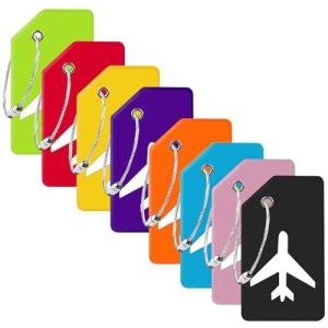 Silicone Luggage Tags with Stainless Loop, 8-Pack