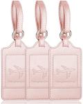 3 Pack Premium Rose Gold Leather Luggage Tags