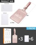 3 Pack Premium Rose Gold Leather Luggage Tags
