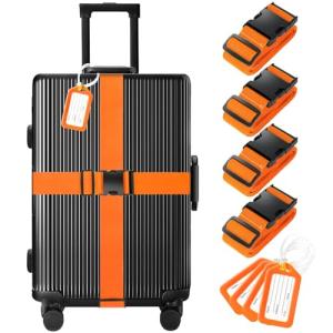Luggage Straps and Tags Set - 8 Pack
