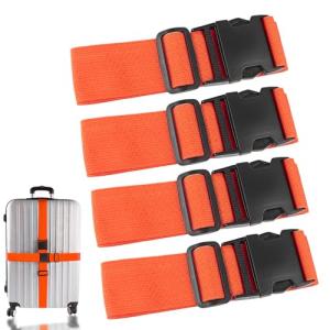 TSA-Approved Orange Luggage Straps - 4 Pack