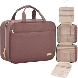 NISHEL Large Hanging Toiletry Bag in Rosewood-Pink