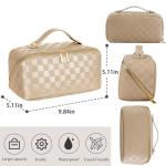 Khaki Large Capacity Makeup Bag with Dividers