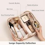 Prite Waterproof Vegan Leather Makeup Bag - Beige