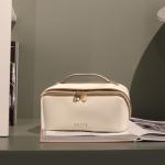 Prite Waterproof Vegan Leather Makeup Bag - Beige