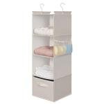 MAX Houser Beige Hanging Closet Organizer with Pockets