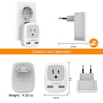 TESSAN European Travel Plug Adapter with 2 USB Ports