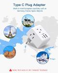 European Travel Plug Adapter with USB Charging Ports