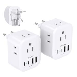 Dual European Travel Plug Adapter with USB C Ports
