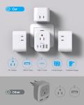 Dual European Travel Plug Adapter with USB C Ports