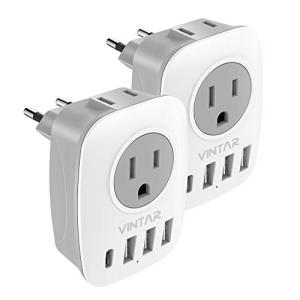 VINTAR 2-Pack European Travel Plug Adapter Set
