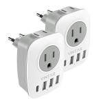 VINTAR 2-Pack European Travel Plug Adapter Set