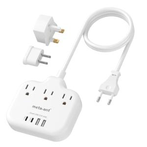 European Travel Adapter with USB and Power Strip