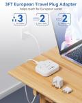 European Travel Adapter with USB and Power Strip