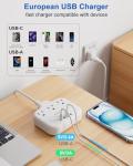 European Travel Adapter with USB and Power Strip
