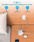 Travel Power Strip with USB Ports and Outlets