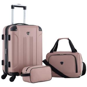 Travelers Club Chicago Rose Gold 3-Piece Luggage Set
