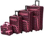 Rockland Stylish Black/Pink Dot Luggage Set, 4-Piece