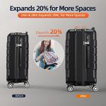 SHOWKOO Expandable Black Luggage Set with Wheels