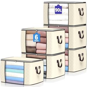 90L Foldable Storage Bags - 6 Pack Bin Set