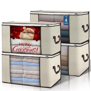 90L Foldable Storage Bags, 4-Pack for Clothes