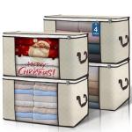 90L Foldable Storage Bags, 4-Pack for Clothes