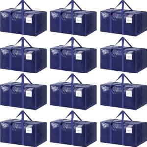 12 Pack Heavy Duty Large Moving Bags, Dark Blue