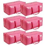 Heavy Duty Moving Bags - 6 Pack Pink Totes