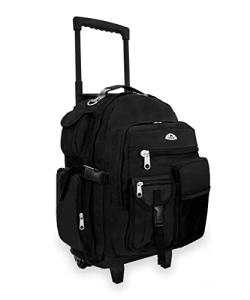 Everest Deluxe Black Wheeled Backpack, One Size