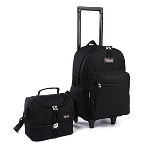 Tilami 18 Inch Wheeled Backpack for Kids, Black