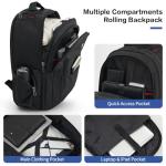 OIWAS Rolling Laptop Backpack with Wheels