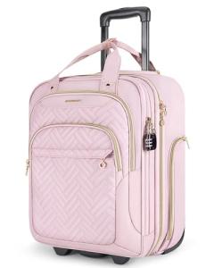 BAGSMART 16-Inch Underseat Carry-On Luggage, Pink