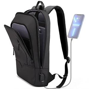 Men's Slim Anti-Theft USB Laptop Backpack - Black