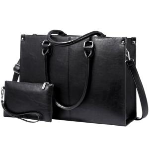 LOVEVOOK Vintage Leather Laptop Tote Bag for Women