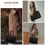 LOVEVOOK Vintage Leather Laptop Tote Bag for Women