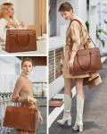 LOVEVOOK Vintage Leather Laptop Tote Bag for Women