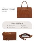 LOVEVOOK Vintage Leather Laptop Tote Bag for Women