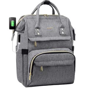 LOVEVOOK Women's 15.6-Inch Laptop Backpack, Grey