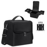 Black Makeup Train Case with Adjustable Dividers