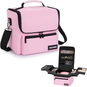 OUUTMEE Black Makeup Travel Organizer Case