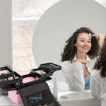 OUUTMEE Black Makeup Travel Organizer Case