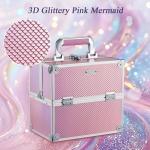 Portable Mermaid Pink Makeup Case with Trays