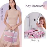 Portable Mermaid Pink Makeup Case with Trays