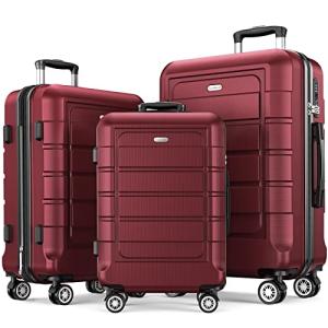 Expandable Red Luggage Set with Double Wheels