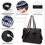 Waterproof Leather Laptop Tote Bag with USB Port
