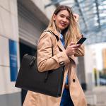 Waterproof Leather Laptop Tote Bag with USB Port