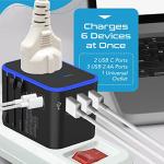 Ceptics Universal Travel Power Adapter with USB Ports