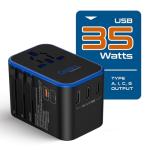 Ceptics Universal Travel Power Adapter with USB Ports