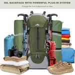 Loowoko 50L Waterproof Hiking Backpack with Rain Cover